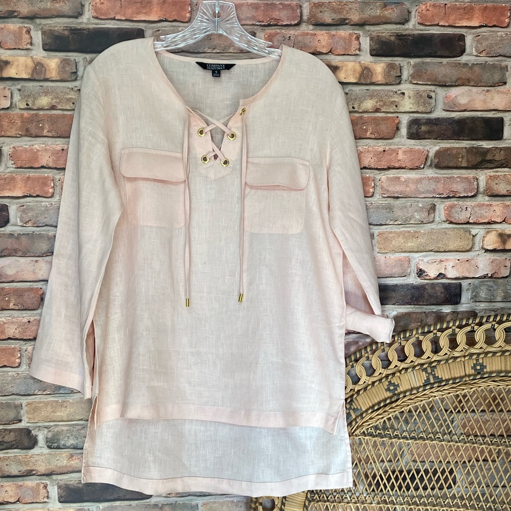 Company Ellen Tracy Blush Pink Linen Shirt